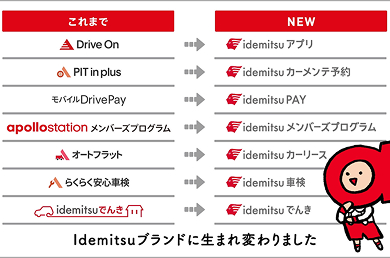 apollostationのサービスブランド体系を再編 モビリティサービス拡充を見据え「idemitsu」「apollostation」を冠した名称に統一